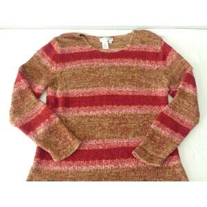Coldwater Creek Striped Sweater Women's Size XL Acrylic Oversize Earthy